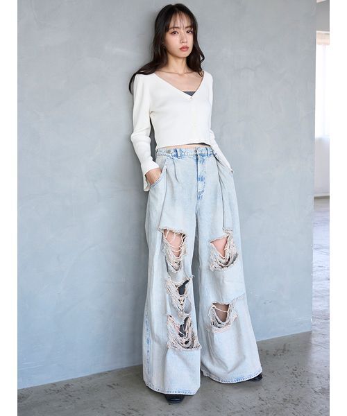 SNIDEL（スナイデル）の「フレアスリーブショートカーディガン（カーディガン/ボレロ・レディース・ネイビー/グレー/アイボリー・F）」の22枚目の写真