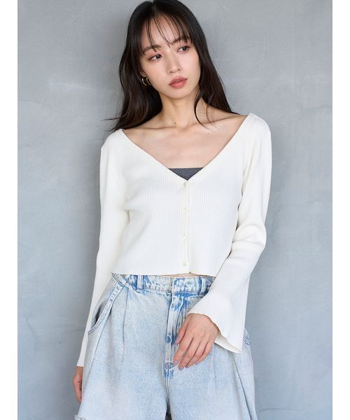 【新品未使用】SNIDEL♡UVカットボレロ ホワイト フレアスリーブショートカーディガン（カーディガン/ボレロ）｜SNIDEL