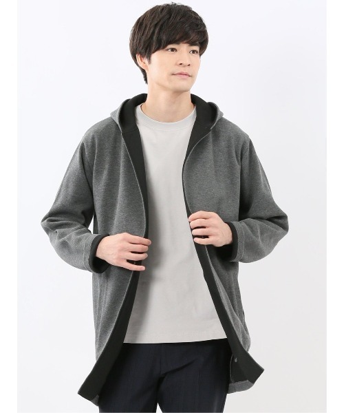 TAKA-Q(タカキュー)の「【羽織り ボタン無し】タカキュー ダブルフェイスカノコ フーディガン(パーカー・メンズ・ネイビー/グレー系その他2・MEDIUM/LARGE/X-LARGE)」の2枚目の写真
