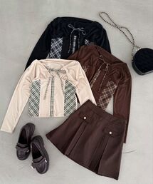 MAJESTIC LEGON | バイカラーチェックトップス(Tシャツ/カットソー)