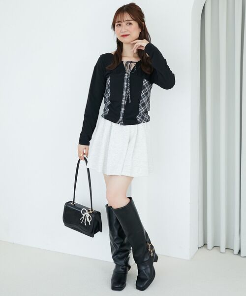 MAJESTIC LEGON(マジェスティックレゴン)の「バイカラーチェックトップス(Tシャツ/カットソー・レディース・ベージュ系その他2/ブラウン系その他2/ブラック系その他・MEDIUM)」の7枚目の写真