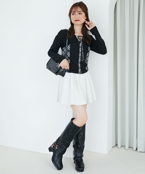 MAJESTIC LEGON(マジェスティックレゴン)の「バイカラーチェックトップス(Tシャツ/カットソー・レディース・ベージュ系その他2/ブラウン系その他2/ブラック系その他・MEDIUM)」の8枚目の写真