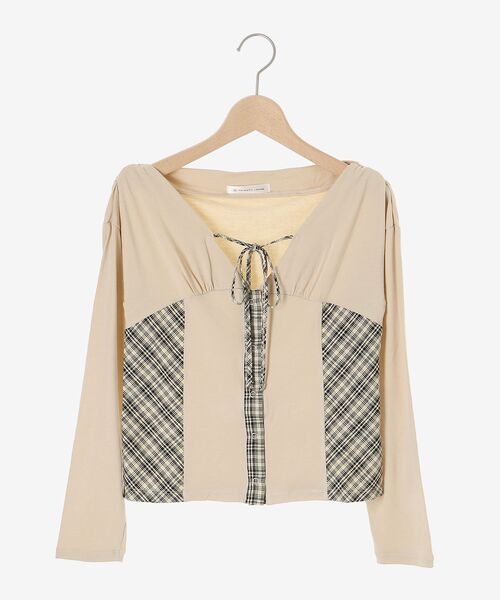 MAJESTIC LEGON(マジェスティックレゴン)の「バイカラーチェックトップス(Tシャツ/カットソー・レディース・ベージュ系その他2/ブラウン系その他2/ブラック系その他・MEDIUM)」の17枚目の写真
