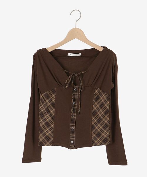 MAJESTIC LEGON(マジェスティックレゴン)の「バイカラーチェックトップス(Tシャツ/カットソー・レディース・ベージュ系その他2/ブラウン系その他2/ブラック系その他・MEDIUM)」の18枚目の写真