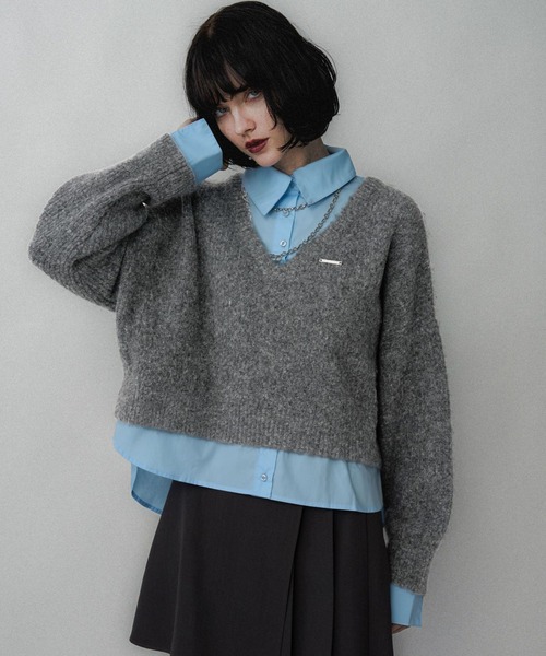 シャツドッキングVネックニット(HARE)（ニット/セーター）｜HARE（ハレ