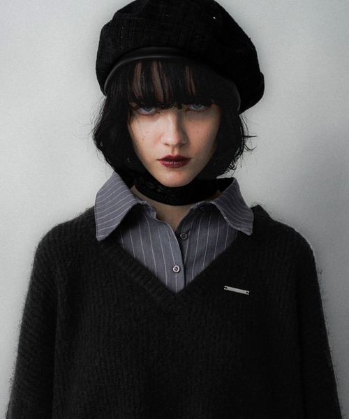 HARE（ハレ）の「シャツドッキングVネックニット(HARE)（ニット/セーター・レディース・ブラック/グレー/ネイビー/ピンク・FREE）」の21枚目の写真