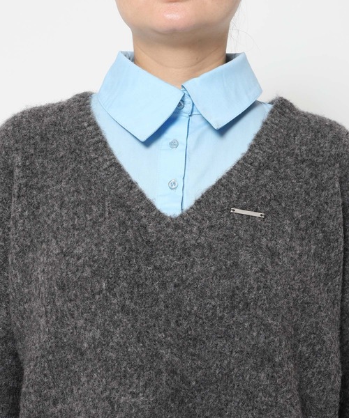 HARE（ハレ）の「シャツドッキングVネックニット(HARE)（ニット/セーター・レディース・ブラック/グレー/ネイビー/ピンク・FREE）」の13枚目の写真