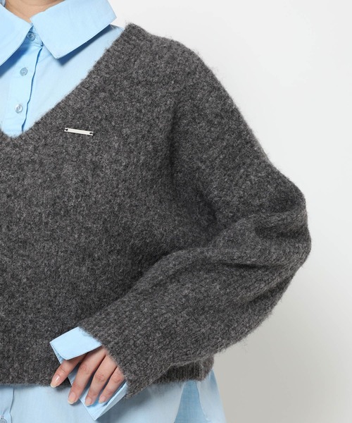 HARE（ハレ）の「シャツドッキングVネックニット(HARE)（ニット/セーター・レディース・ブラック/グレー/ネイビー/ピンク・FREE）」の12枚目の写真