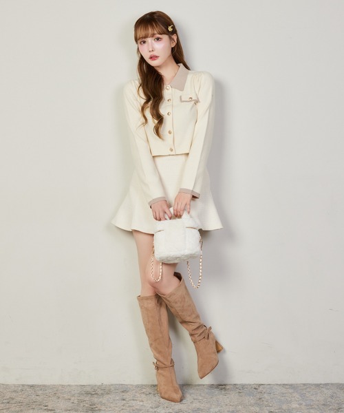 バイカラー金ボタンポロニット（ニット/セーター）｜one after another