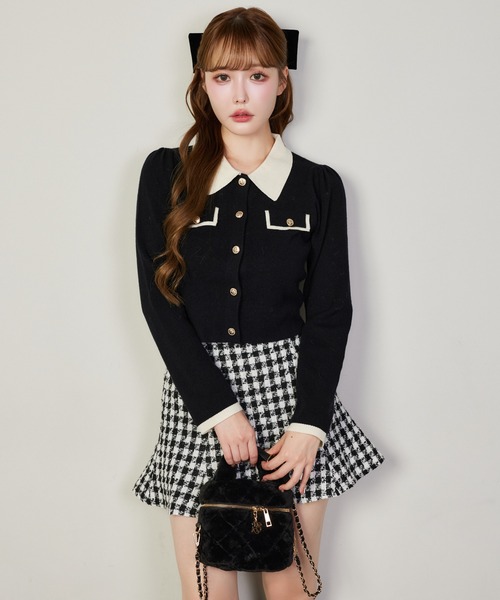 セール】バイカラー金ボタンポロニット（ニット/セーター）｜one after