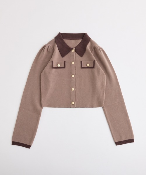 one after another NICE CLAUP（ワンアフターアナザーナイスクラップ）の「バイカラー金ボタンポロニット（ニット/セーター・レディース・ブラック/ネイビー/ピンク/アイボリー/モカ・FREE）」の22枚目の写真