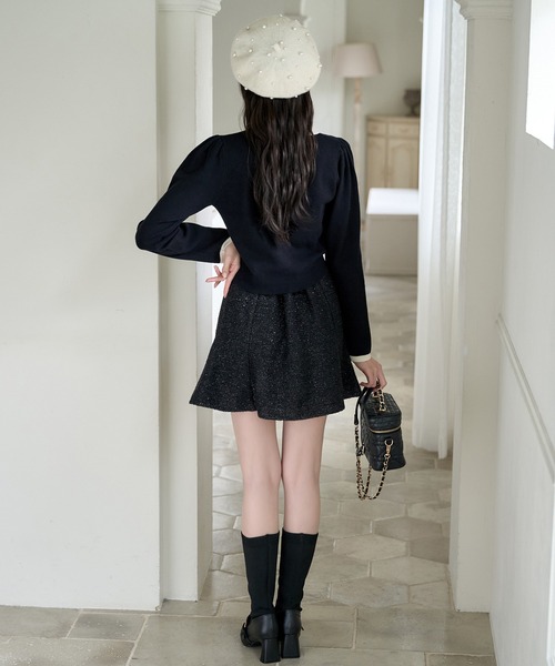 one after another NICE CLAUP（ワンアフターアナザーナイスクラップ）の「バイカラー金ボタンポロニット（ニット/セーター・レディース・ブラック/ネイビー/ピンク/アイボリー/モカ・FREE）」の8枚目の写真