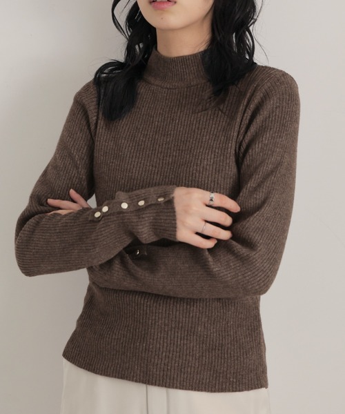 Ulysses（ユリシス）の「12G袖口ボタンタートルリブニットプルオーバー（ニット/セーター・レディース・アイボリー/杢グレー/チャコール/ブラウン/ボルドー/ブラック・M）」の20枚目の写真