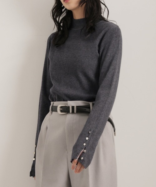 Ulysses（ユリシス）の「12G袖口ボタンタートルリブニットプルオーバー（ニット/セーター・レディース・アイボリー/杢グレー/チャコール/ブラウン/ボルドー/ブラック・M）」の10枚目の写真