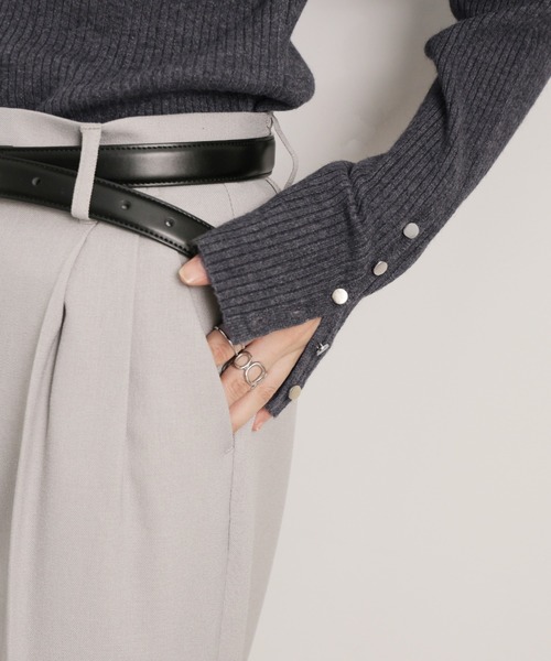 Ulysses（ユリシス）の「12G袖口ボタンタートルリブニットプルオーバー（ニット/セーター・レディース・アイボリー/杢グレー/チャコール/ブラウン/ボルドー/ブラック・M）」の18枚目の写真