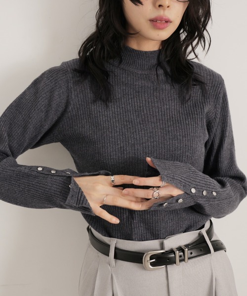 Ulysses（ユリシス）の「12G袖口ボタンタートルリブニットプルオーバー（ニット/セーター・レディース・アイボリー/杢グレー/チャコール/ブラウン/ボルドー/ブラック・M）」の11枚目の写真