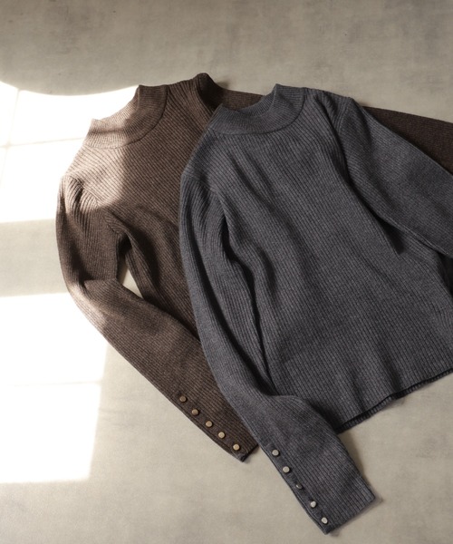 Ulysses（ユリシス）の「12G袖口ボタンタートルリブニットプルオーバー（ニット/セーター・レディース・アイボリー/杢グレー/チャコール/ブラウン/ボルドー/ブラック・M）」の9枚目の写真