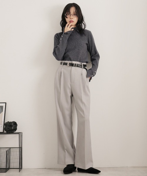 Ulysses（ユリシス）の「12G袖口ボタンタートルリブニットプルオーバー（ニット/セーター・レディース・アイボリー/杢グレー/チャコール/ブラウン/ボルドー/ブラック・M）」の7枚目の写真