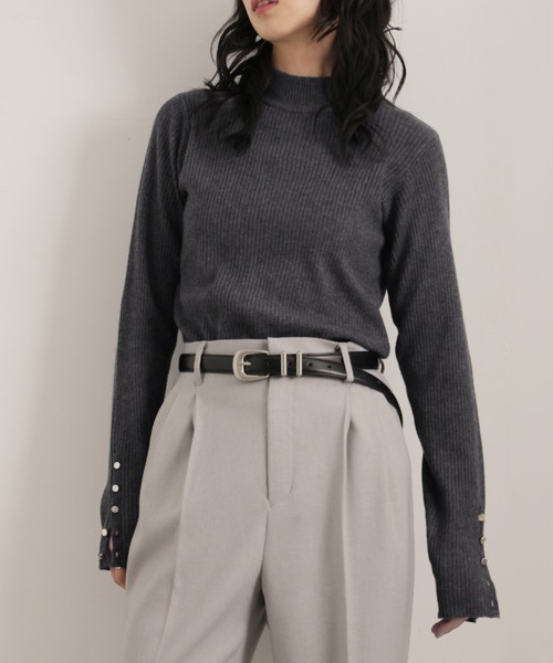 Ulysses（ユリシス）の「12G袖口ボタンタートルリブニットプルオーバー（ニット/セーター・レディース・アイボリー/杢グレー/チャコール/ブラウン/ボルドー/ブラック・M）」の12枚目の写真