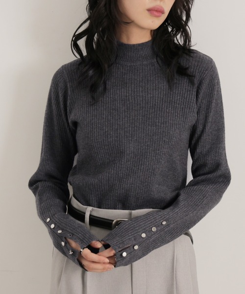 Ulysses（ユリシス）の「12G袖口ボタンタートルリブニットプルオーバー（ニット/セーター・レディース・アイボリー/杢グレー/チャコール/ブラウン/ボルドー/ブラック・M）」の14枚目の写真