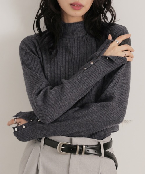 Ulysses（ユリシス）の「12G袖口ボタンタートルリブニットプルオーバー（ニット/セーター・レディース・アイボリー/杢グレー/チャコール/ブラウン/ボルドー/ブラック・M）」の16枚目の写真