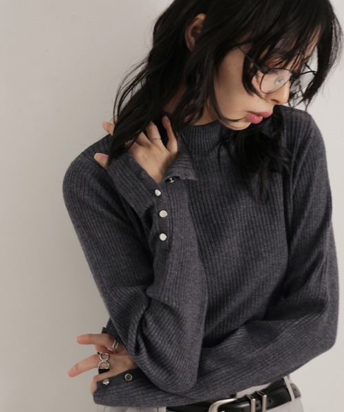 Ulysses（ユリシス）の「12G袖口ボタンタートルリブニットプルオーバー（ニット/セーター・レディース・アイボリー/杢グレー/チャコール/ブラウン/ボルドー/ブラック・M）」の17枚目の写真