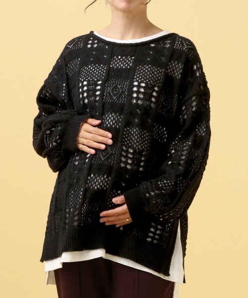 セール】【産前・産後対応】マタニティ／ふわふわ編み柄ニット 591800