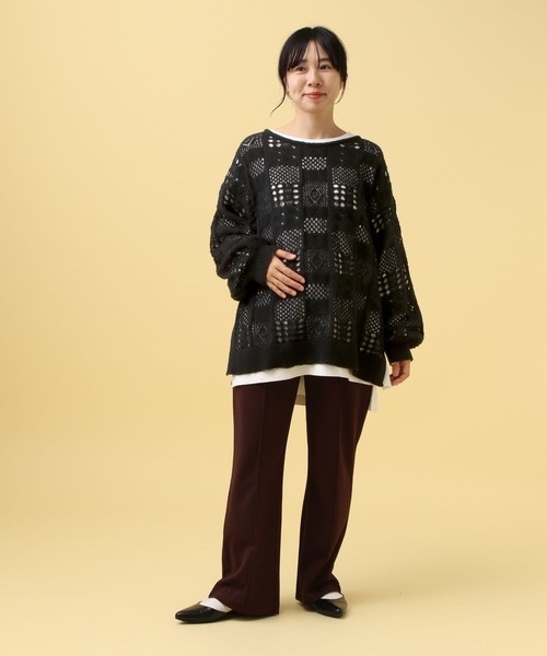 セール】【産前・産後対応】マタニティ／ふわふわ編み柄ニット 591800