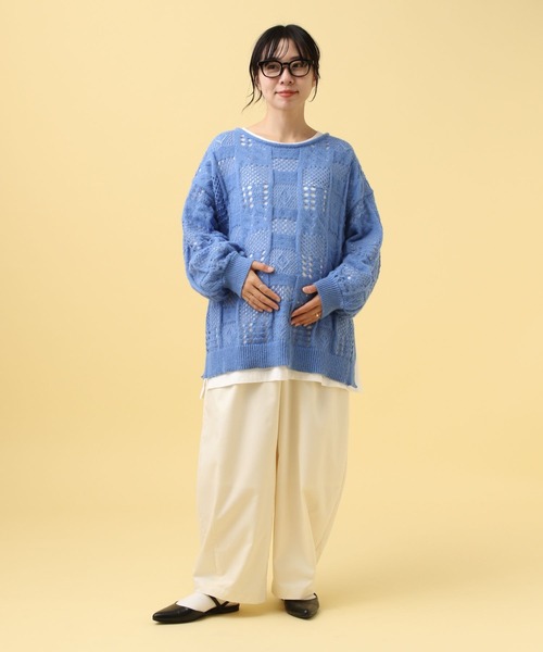 セール】【産前・産後対応】マタニティ／ふわふわ編み柄ニット 591800