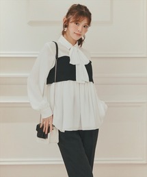 SWINGLE（スウィングル）の「ニットビスチェドッキングボウタイチュニック（チュニック）」