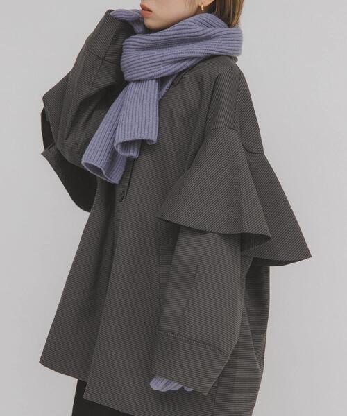 KBF（ケイビーエフ）の「リブニットマフラー（マフラー・レディース・ブラウン/アイボリー/ライトブルー・ONE）」の14枚目の写真