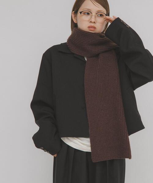 KBF（ケイビーエフ）の「リブニットマフラー（マフラー・レディース・ブラウン/アイボリー/ライトブルー・ONE）」の6枚目の写真