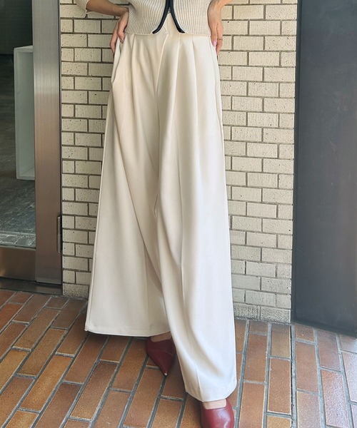 Ampirula（アンピルーラ）の「カシュクール タック ワイドパンツ 冬 レディース 秋 秋冬（その他パンツ・レディース・アイボリー/モカ/グレー/ブラック・M/S）」の15枚目の写真