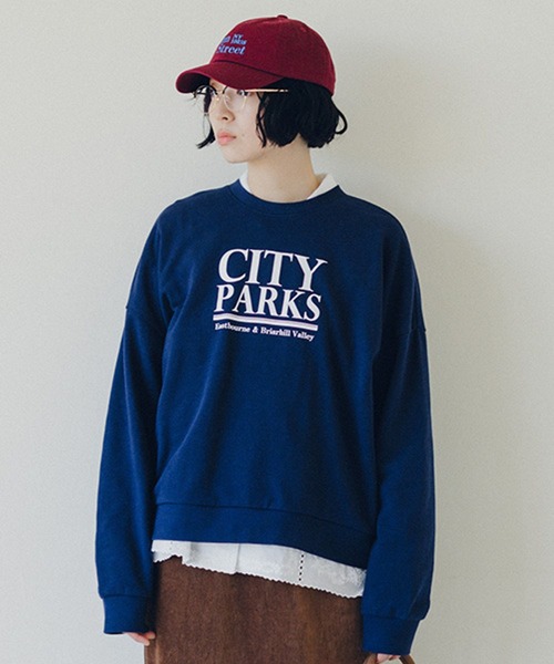 AP STUDIO　ELEMENTS ニットプルオーバー　スウェット　ロゴ　青 AP STUDIO ELEMENTS ニットプルオーバー スウェット ロゴ 青 レディース