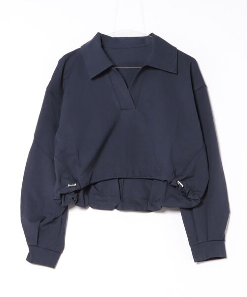 STYLEBLOCK（スタイルブロック）の「カットダンボールポロカラーバックフォルムプルオーバー（Tシャツ/カットソー・レディース・ネイビー/ブラック/グレー/チャコールグレー・M）」の4枚目の写真
