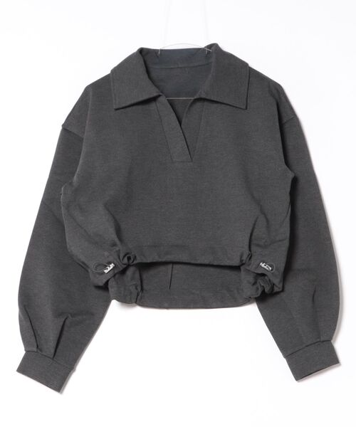 STYLEBLOCK（スタイルブロック）の「カットダンボールポロカラーバックフォルムプルオーバー（Tシャツ/カットソー・レディース・ネイビー/ブラック/グレー/チャコールグレー・M）」の2枚目の写真