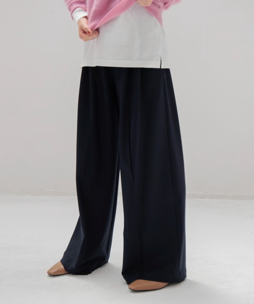 DRESSLAVE(ドレスレイブ)の「back brush 2tuck trousers(裏起毛2タックパンツ)(スラックス・レディース・ホワイト/ネイビー/チャコールグレー・36/38)」の3枚目の写真