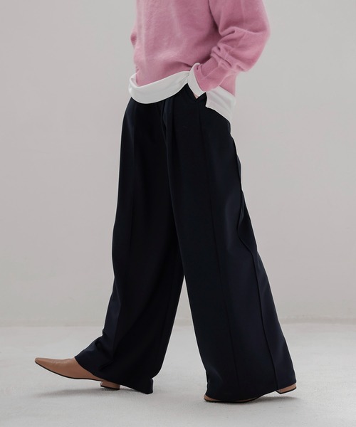DRESSLAVE(ドレスレイブ)の「back brush 2tuck trousers(裏起毛2タックパンツ)(スラックス・レディース・ホワイト/ネイビー/チャコールグレー・36/38)」の4枚目の写真