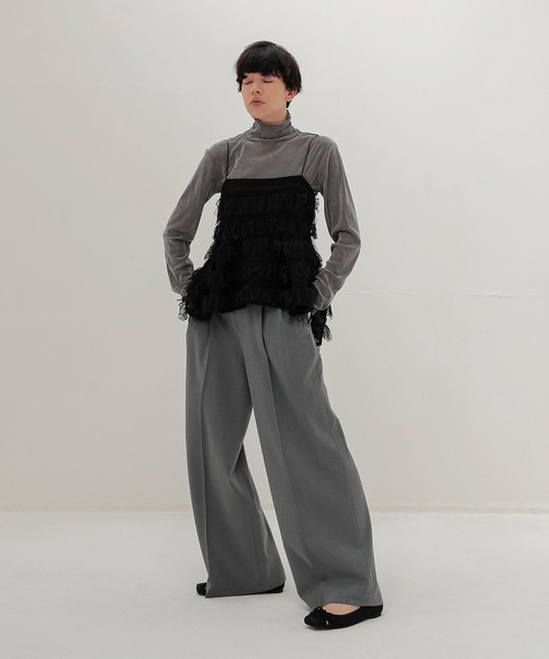 DRESSLAVE(ドレスレイブ)の「back brush 2tuck trousers(裏起毛2タックパンツ)(スラックス・レディース・ホワイト/ネイビー/チャコールグレー・36/38)」の17枚目の写真