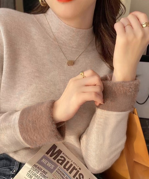DAY CLOSET(デイ クローゼット)の「【吸湿発熱/裏起毛】冬もぽかぽか 長袖ハイゲージ×リブニットトップス レディース(ニット/セーター・レディース・ブラウン/グレー/ホワイト/ダークブラウン/アイボリー/ブラック/グレイッシュベージュ・FREE)」の6枚目の写真