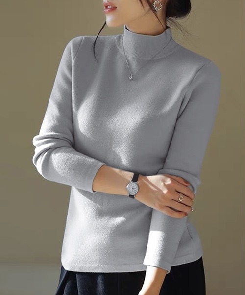 セール】【吸湿発熱/裏起毛】冬もぽかぽか 長袖ハイゲージ×リブニット