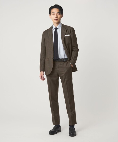 green label relaxing（グリーンレーベルリラクシング）の「GLR CLOTH フラノ柄 アジャスター スラックス -ストレッチ-（スラックス・メンズ・ダークグレー/ダークブラウン・XL/S/M/L）」の3枚目の写真