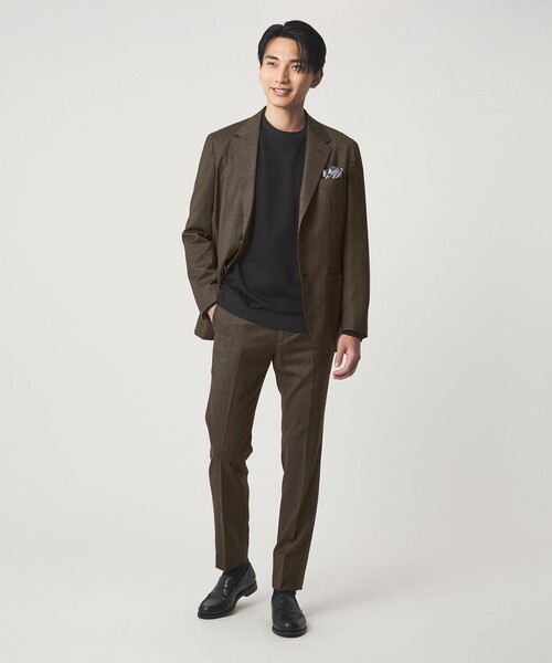 green label relaxing（グリーンレーベルリラクシング）の「GLR CLOTH フラノ柄 アジャスター スラックス -ストレッチ-（スラックス・メンズ・ダークグレー/ダークブラウン・XL/S/M/L）」の4枚目の写真