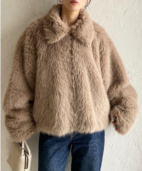 【新品未使用】セタイチロウ　ファーコート　ショート丈　フェイクファー（9805） IRADOWL（アイラドール） ノーカラーコート コート ミニ丈フェイク