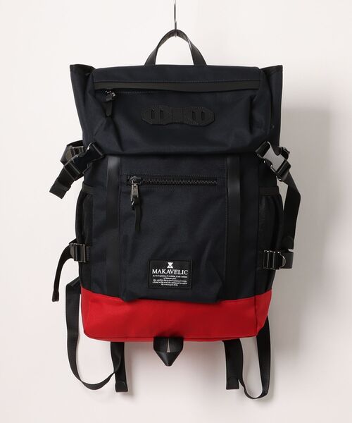 MAKAVELIC（マキャベリック）の「【RES】【MAKAVELIC】CHASE DOUBLE LINE BACKPACK（バックパック/リュック・メンズ・ブラック/ネイビー系・FREE）」の2枚目の写真