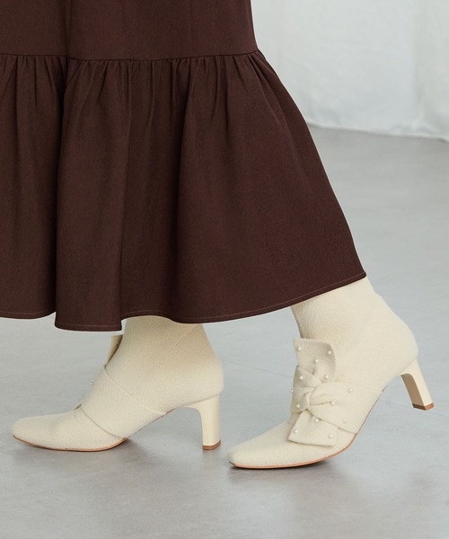 ORiental TRaffic（オリエンタルトラフィック）の「パール リボン ニット ブーツ /56405（ブーツ・レディース・ベージュ/グレー・LL/L/M/S）」の15枚目の写真