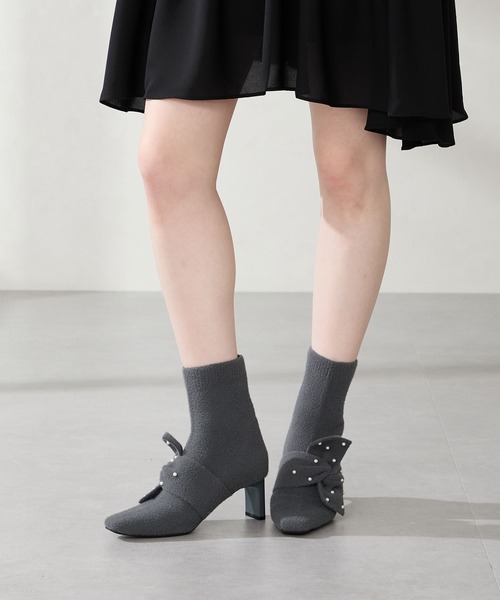 ORiental TRaffic（オリエンタルトラフィック）の「パール リボン ニット ブーツ /56405（ブーツ・レディース・ベージュ/グレー・LL/L/M/S）」の7枚目の写真