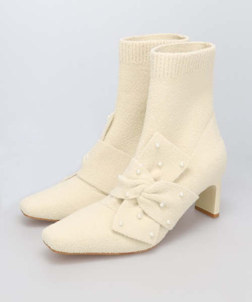 ORiental TRaffic（オリエンタルトラフィック）の「パール リボン ニット ブーツ /56405（ブーツ・レディース・ベージュ/グレー・LL/L/M/S）」の13枚目の写真