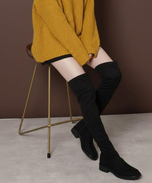 ESPERANZA(エスペランサ)の「ストレッチフラットニーハイブーツ(ブーツ・レディース・ブラック系/ブラック・S/M/L/LL)」の2枚目の写真