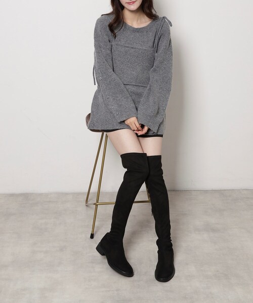 ESPERANZA(エスペランサ)の「ストレッチフラットニーハイブーツ(ブーツ・レディース・ブラック系/ブラック・S/M/L/LL)」の6枚目の写真